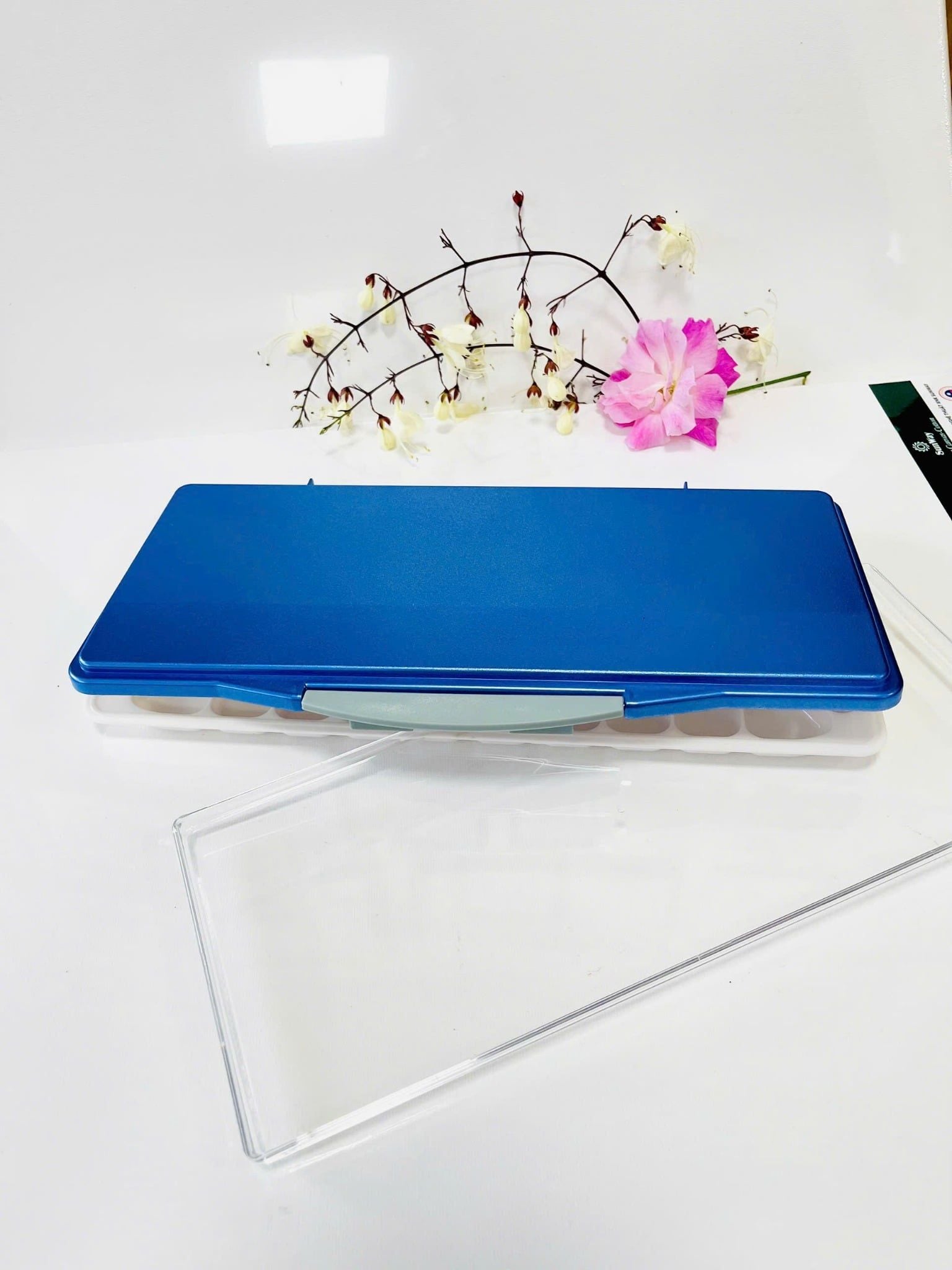 Khay pha màu-palette pha màu bằng nhựa dạng gấp nắp xanh