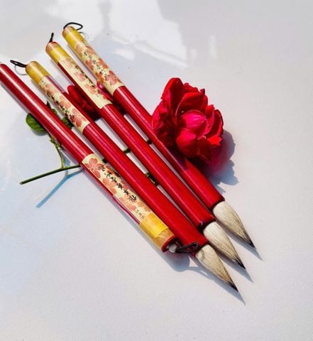  Bút lông thư pháp,vẽ tranh màu nước,vẽ tranh thủy mặc thanh trúc lông cừu cán đỏ 