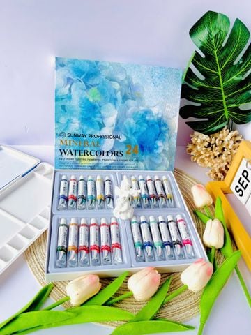 Màu nước SUNWAY làm từ khoáng sản tự nhiên,tuýp 7ml, bộ 36 màu,24 màu,12 màu 