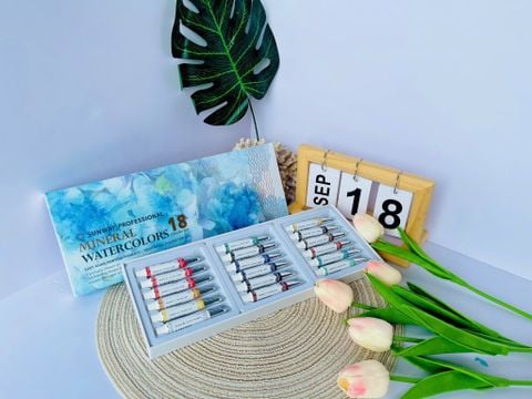  Màu nước SUNWAY làm từ khoáng sản tự nhiên,tuýp 7ml, bộ 36 màu,24 màu,12 màu 