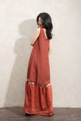 Váy Maxi đan tầng - Đỏ nâu