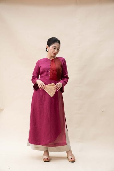 Áo dài 3 tà - Tím