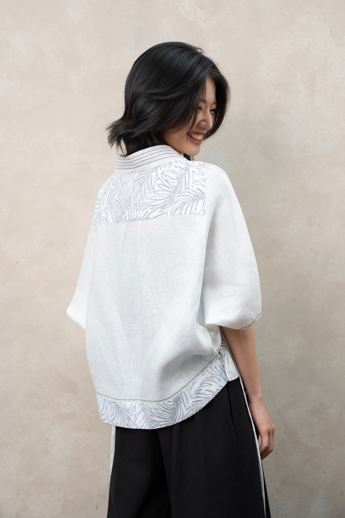 Áo KIMONO 5 chỉ - Trắng - F