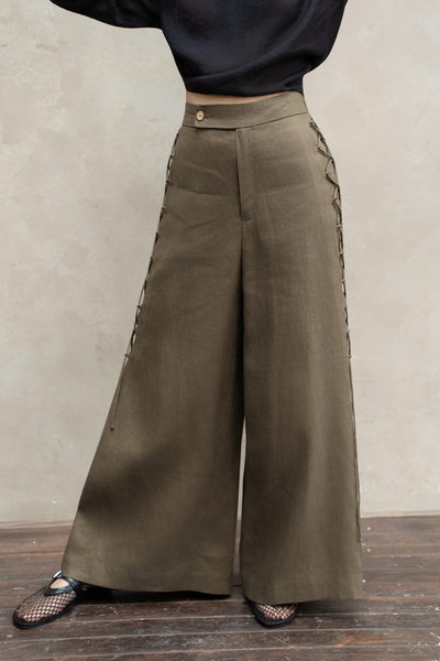 Quần đan dây hông - Olive - F