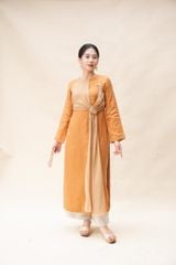 Áo dài đan vạt - Vàng bò