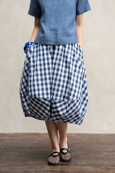 Chân váy bom 26 - Caro navy - F