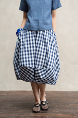 Chân váy bom 26 - Caro navy - F