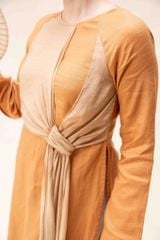Áo dài đan vạt - Vàng bò
