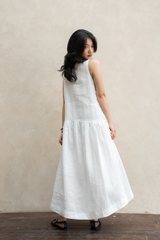 Váy maxi rút dây sườn - Trắng - F