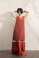Váy Maxi đan tầng - Đỏ nâu