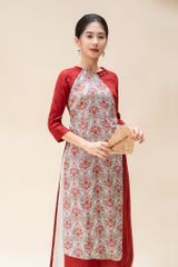 Áo dài đan hoa - Đỏ