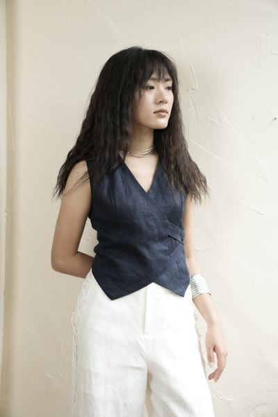 Áo Gile V ngang - Navy