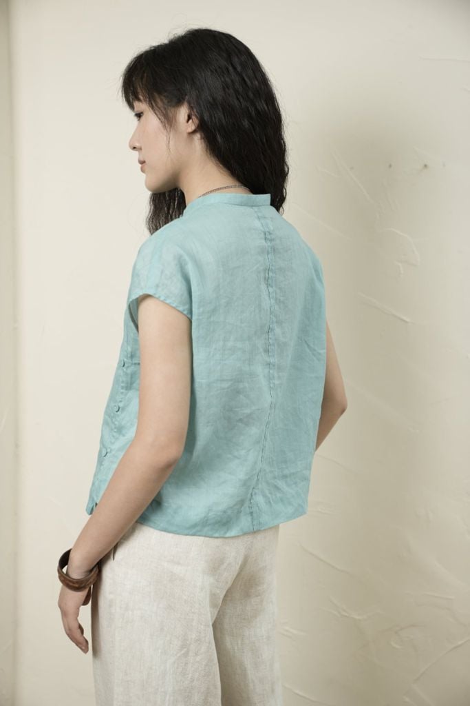 Áo 3 hàng cúc - Xanh thiên thanh - F