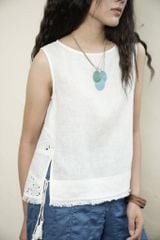 Áo ba lỗ can hoa - Trắng - F