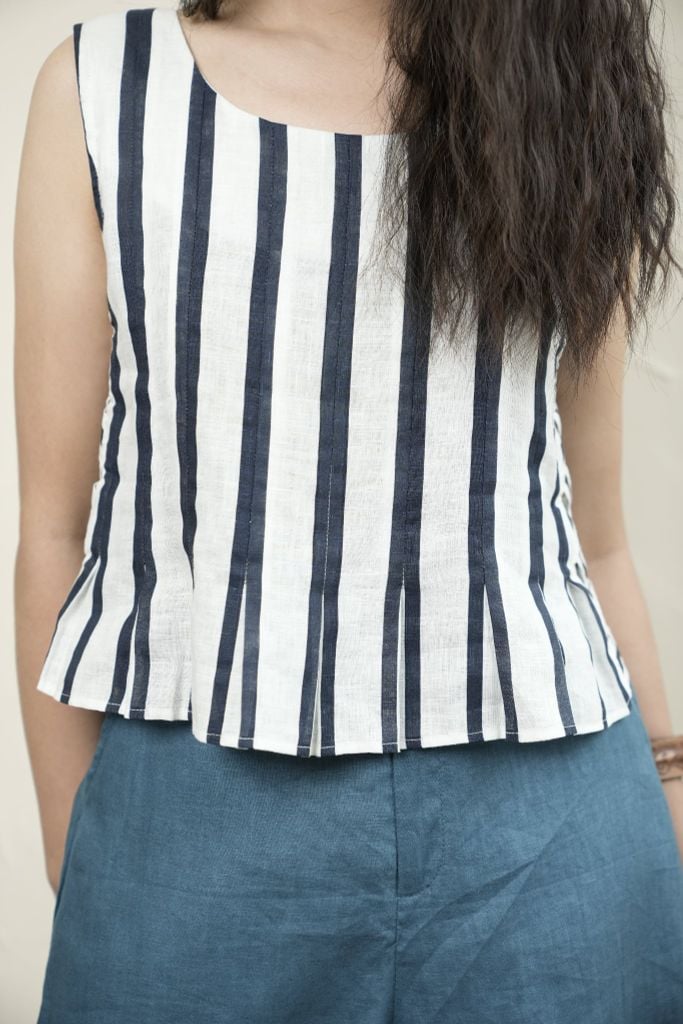Áo ba lỗ đan nong - Kẻ xanh IRis