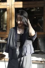 Kimono túi nổi  - Kẻ sọc đen - F