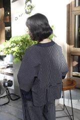 Kimono túi nổi  - Kẻ sọc đen - F