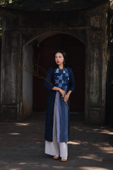 Áo dài can nhuộm thủ công - Navy