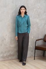 Áo sơ mi đổ nẹp - Xanh cổ vịt