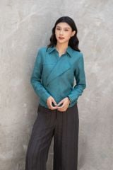 Áo sơ mi đổ nẹp - Xanh cổ vịt