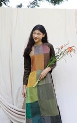 Áo dài can ô phối nhung - Rêu