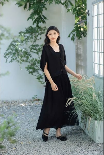 Chân váy tơ nhún - Đen