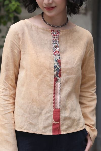 Áo kiểu xẻ lưng - Vàng