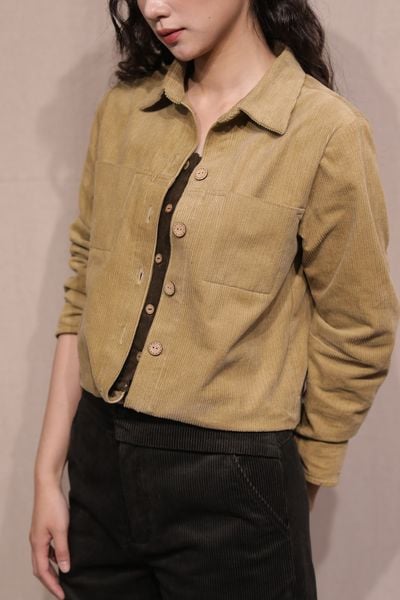 Áo sơ mi nhung nẹp dài