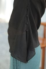 Áo tơ vạt lệch - Đen