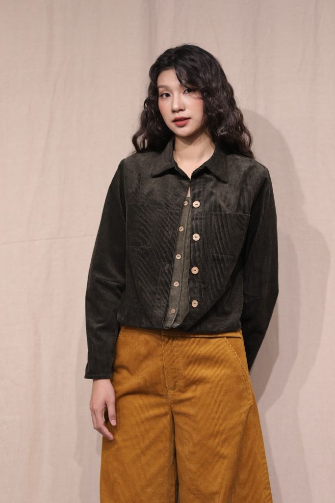 Áo sơ mi nhung nẹp dài