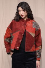 Áo khoác nhung chần bông - Đỏ - F