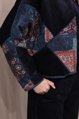 Áo khoác nhung chần bông - Navy - F