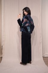 Áo khoác nhung chần bông - Navy - F