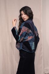 Áo khoác nhung chần bông - Navy - F