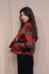 Áo khoác nhung chần bông - Đỏ - F