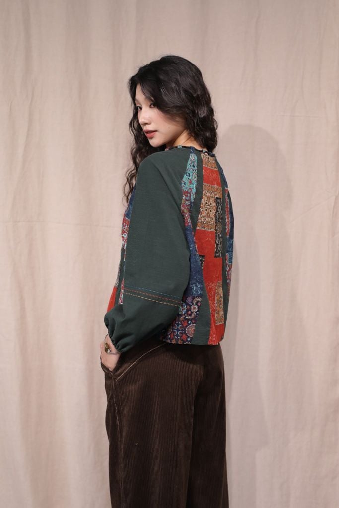 Áo Boho can nhuộm thủ công - F