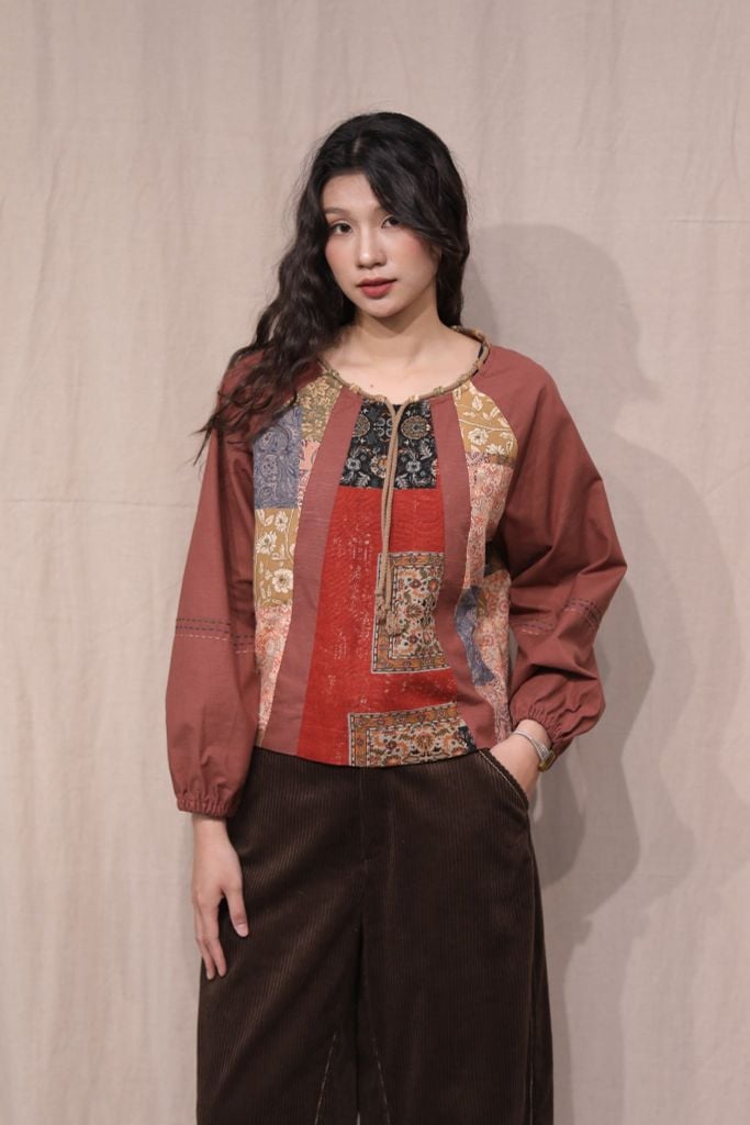Áo Boho can nhuộm thủ công - F