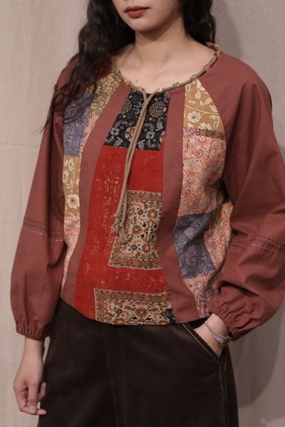 Áo Boho can nhuộm thủ công - F