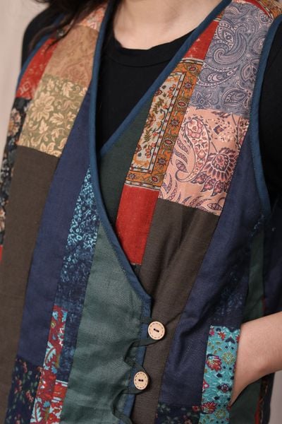 Áo Gile chần bông can dọc - Nhiều màu - F