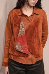 Áo sơ mi gile nhung - Cam đất