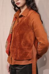 Áo sơ mi gile nhung - Cam đất