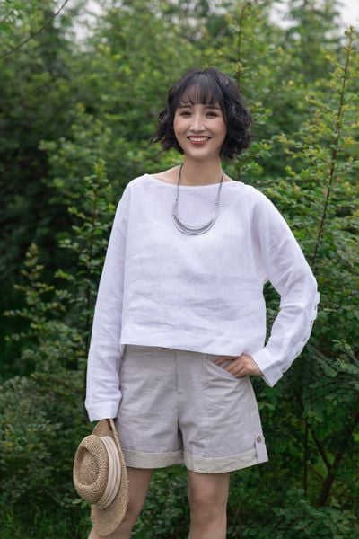 Áo cổ thuyền đan nong - Trắng - F