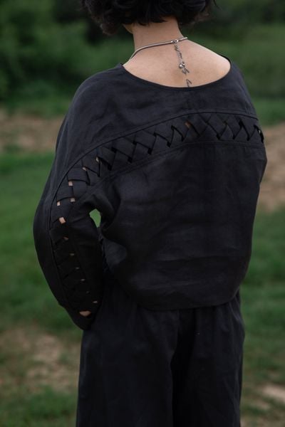 Áo cổ thuyền đan nong - Đen - F