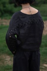 Áo cổ thuyền đan nong - Đen - F