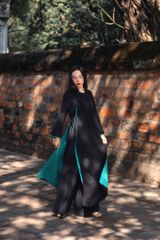Áo dài linen TOLA - Đen
