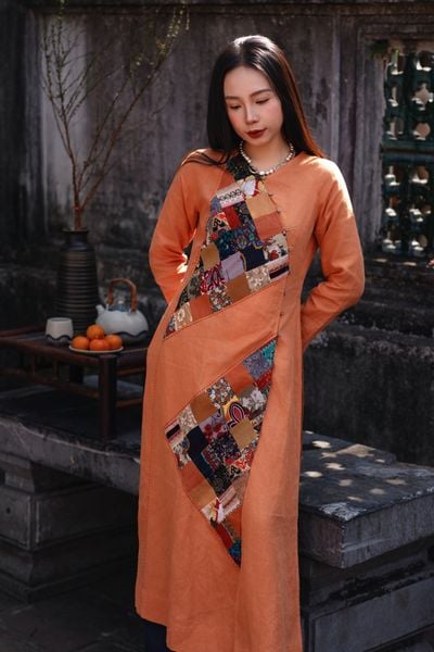 Áo dài cửu cúc - Cam