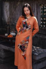 Áo dài cửu cúc - Cam