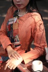 Áo dài cửu cúc - Cam