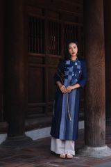 Áo dài can nhuộm thủ công - Navy