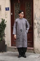 Áo dài nam vẽ - F - Ghi